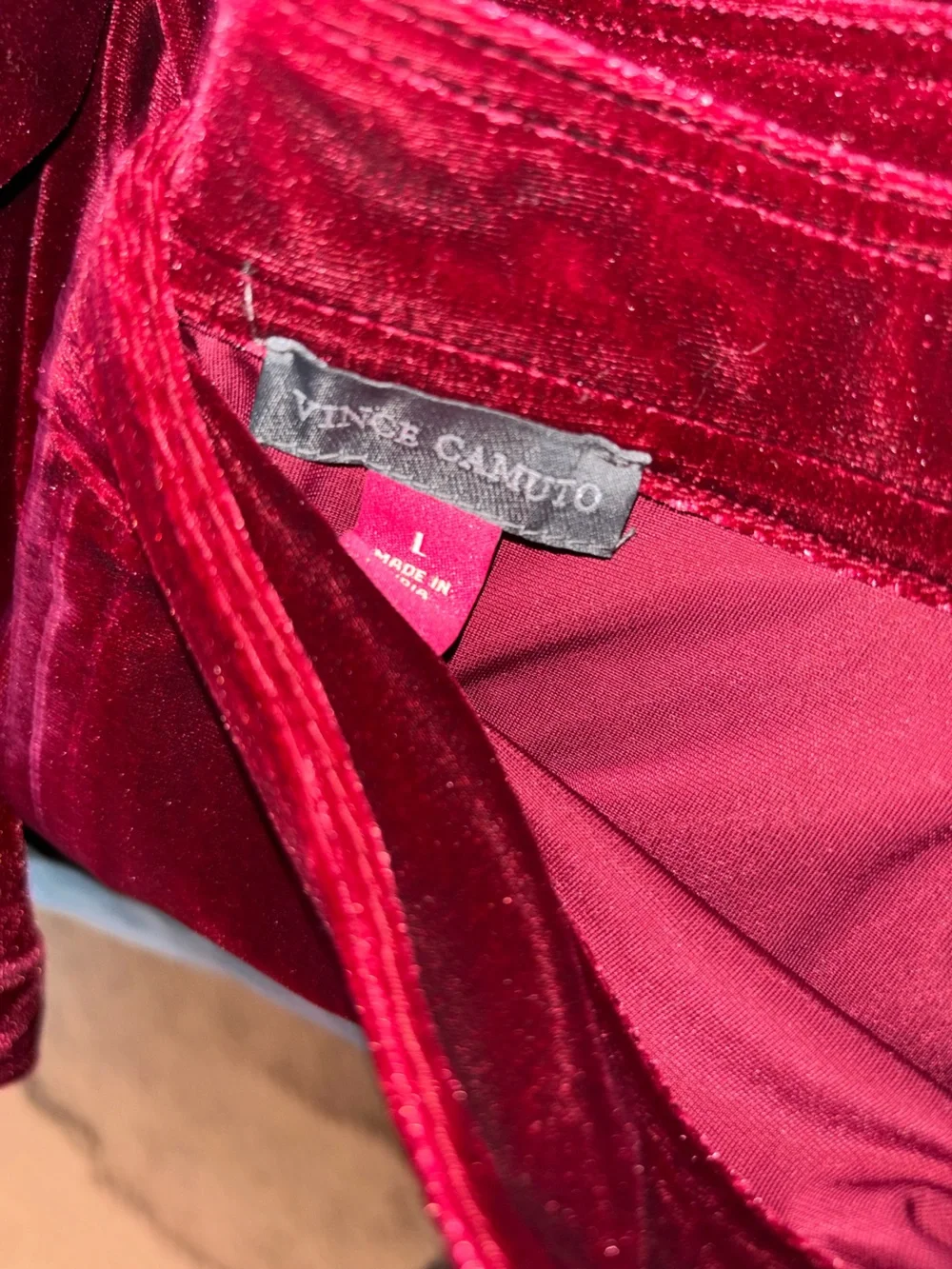 NWT Vince Camuto Velvet Maxi Skirt in Deep Red L and XL